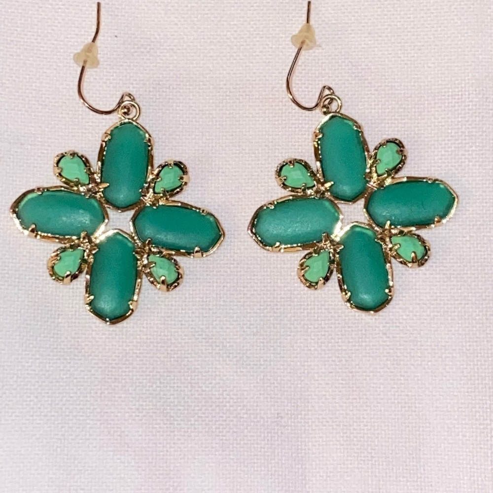 Kendra Scott Two Toned Green Stone Earrings